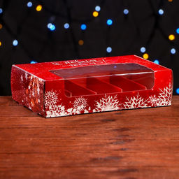 Цена за 2 шт. Кондитерская упаковка под 5 эклеров «С Новым годом», 25.2×15×6.6 см