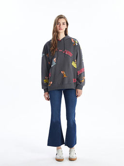 Tom & Jerry Bask?l? Oversize Kad?n Hoodie - Waikiki фото 3