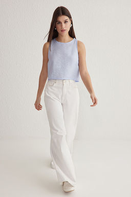 Trendyolmilla Ac?k Haki Kolsuz Crop Dokuma Keten Gorunumlu Bluz TWOSS22BZ0246 фото 2