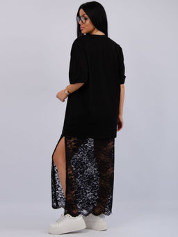 Костюм Монохром 2 чёрный, трикотаж - Малина фото 22