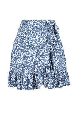 Indigo Bask?l? Volanl? Yuksek Bel Mini Esnek Orme Etek TWOSS21ET0010