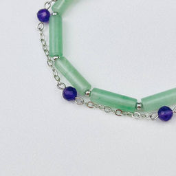 Браслет двойной из зеленого Кварца и Аметиста 16,5 см + - Радуга самоцветов фото 3