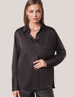 Блузка Vilatte D29.275 сатин чёрный  фото 6