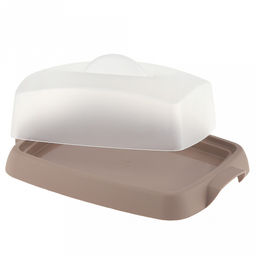 Масленка пластмассовая Таира 17х12х7см, прозрачная крышка, мокко (Россия) - Домашняя мода фото 2