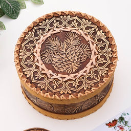 Шкатулка для украшений «Шишки», 18.5×18.5×8 см, береста