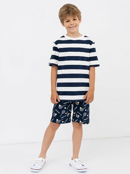 Шорты синего цвета с теннисным принтом для мальчиков