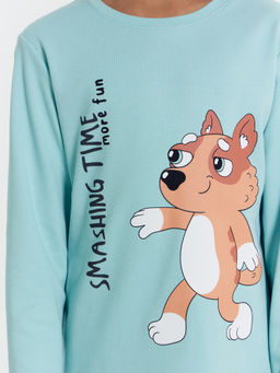 Комплект для мальчиков (джемпер, брюки) в голубом и сером цвете с печатью - Mark formelle фото 5