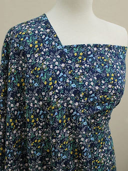 Штапель Полевой аромат цв.темно-синий, ш.1.45м, вискоза-100%, 90гр/м.кв - Купава фото 4