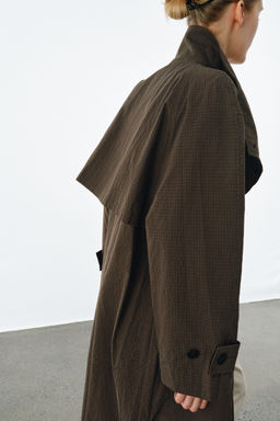 ZW COLLECTION OVERSIZE CHECK TRENCH COAT - Zara фото 8
