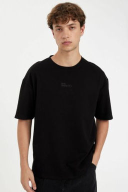 Comfort Regular Fit Rahat Kesim Bisiklet Yaka Ag?r Kumas K?sa Kollu Tisort