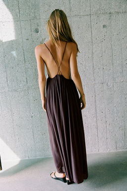 VESTIDO ESTAMPADO FLORAL ABALORIOS / Burgundy - Zara фото 4