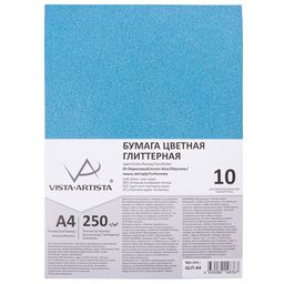 VISTA-ARTISTA Бумага цветная глиттерная GLIT-A4 250 г/м2 A4 21 х 29.7 см 10 шт. 01 - под серебро (silver)  фото 2