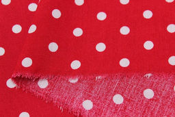 Штапель Белый горох (7мм) цв.красно-малиновый, ш.1.44м, вискоза-100%, 90гр/м.кв - Купава фото 5