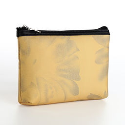 Косметичка на молнии плоская, с принтом Ромашки, жёлтая