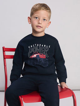 Bask?l? Erkek ?ocuk Sweatshirt ve E?ofman Alt?