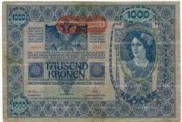 1000 крон 1902 года Австрия Надпечатка