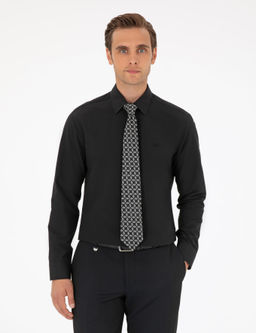 Siyah Slim Fit Uzun Kollu Basic G_mlek
