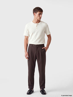 Henley Yaka Regular Fit Erkek Ti??rt