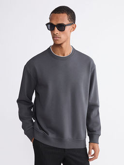 Bisiklet Yaka Erkek Kal?n Sweatshirt