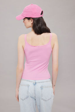 Pembe Fitted/Vucuda Oturan Dantel ve Fiyonk Detayl? Esnek Orme Bluz TWOSS25BZ00150