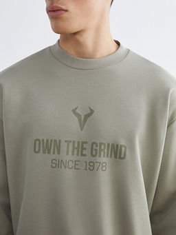 Bisiklet Yaka Bask?l? Erkek Sweatshirt