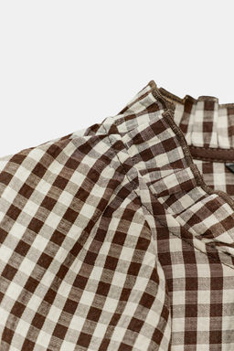 RUFFLED GINGHAM BLOUSE - Zara фото 5