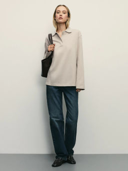 Лонгслив оверсайз с отложным воротником / Zarina  фото 2