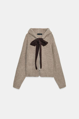 HOODIE CARDIGAN WITH BOW