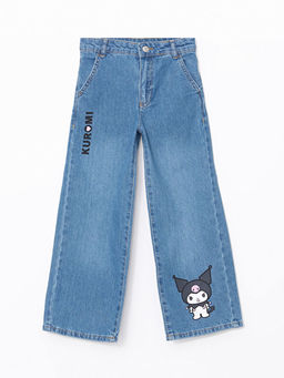 Wideleg Kuromi Bask?l? K?z ?ocuk Jean Pantolon