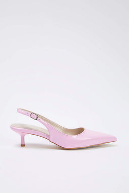 Pembe Rugan Sivri Burun Kad?n 4 cm Kitten Topuklu Ayakkab? TAKSS25TO00005