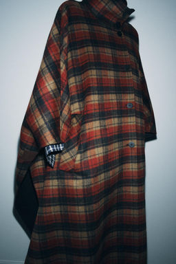 ZW COLLECTION LIMITED EDITION WOOL BLEND CHECK CAPE - Zara фото 13