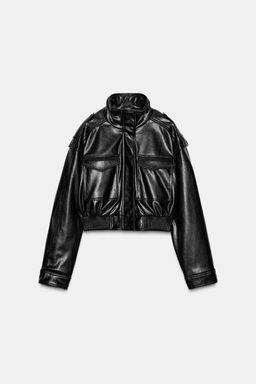 FAUX LEATHER JACKET WITH SHOULDER TABS - Zara фото 7