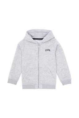 Толстовка на молнии U.S. Polo Assn светло-серая из хлопка