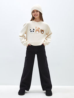 Wideleg K?z ?ocuk Kargo Jean Pantolon