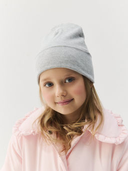 Шапка трикотажная двухслойная Серый меланж - Bungly фото 5