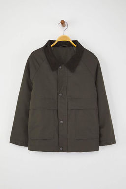 Haki Duz/Basic Kal?n Polo Yaka Regular Unisex Cocuk Mont TKDAW26MO00007