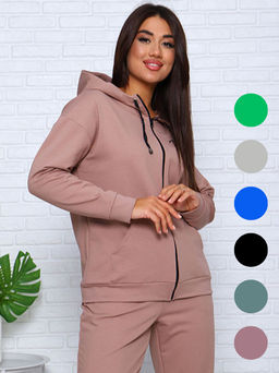 Костюм с брюками, футер с лайкрой 2-х нитка, бежевый (907-11)