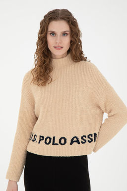 Женский свитер песочного меланжа - U.s. polo assn фото 8