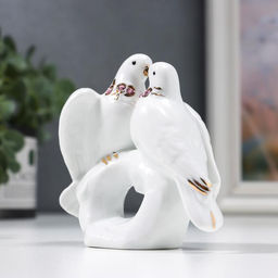 Фигурка керамика 2 голубя на камушке, стразы, 9?10?3.7 см