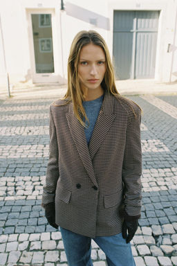 OVERSIZE DOUBLE-BREASTED CHECK BLAZER - Zara фото 11