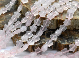 Бусины для рукоделия Звезды из розового кварца 8*8мм с гранями, 37см, 50 бусин. Радуга камня