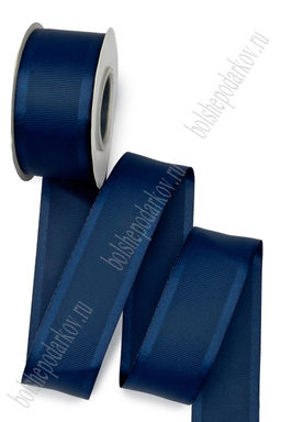 Лента репсовая с атласным краем 4 см*20 ярд (SF-7354) темно-синий №38
