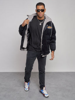 Плюшевая куртка мужская с капюшоном молодежная черного цвета 28117Ch - Mtforce фото 10