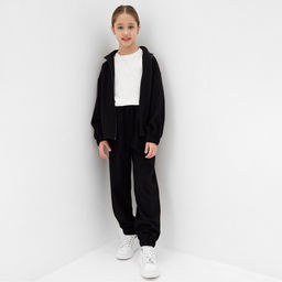 Брюки для девочки MINAKU: Casual Collection KIDS, чёрные, рост 152 см