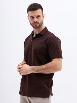 Джемпер мужской с воротником поло короткий рукав GREG G144-KO1246T-SAS5104 (коричневый)
