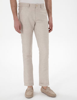 Bej Keten Kar___ml_ Slim Fit Kanvas Pantolon - Pierre cardin фото 2