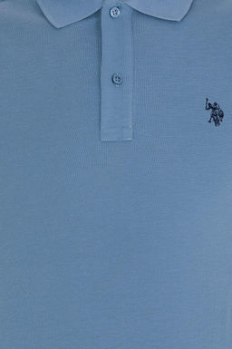 Мужская базовая футболка с воротником поло цвета индиго - U.s. polo assn фото 7