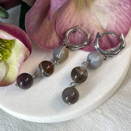 Серьги тройные из ботсванского Агата - Радуга самоцветов фото 4