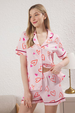 Trendyolmilla Pembe %100 Pamuklu Kalpli Biyeli Sortlu Orme Pijama Tak?m? THMSS25PT00344  фото 2