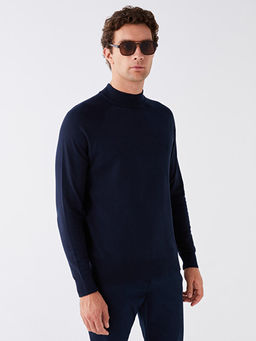 Yar?m Bal?k?? Yaka Uzun Kollu Erkek Triko Kazak